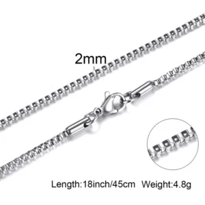 Mens Thin Box Chain Necklace,1/2/3MM Stainless Steel Chain Link Collars Gifts,Male Jewelry,18 to 24 Inch - Image 4