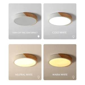 LED Surface Mount Ceiling Light Modern Ultra Thin Lighting Wood Lamp Fixture Living Room Home Decor Balcony Remote Control - Image 2