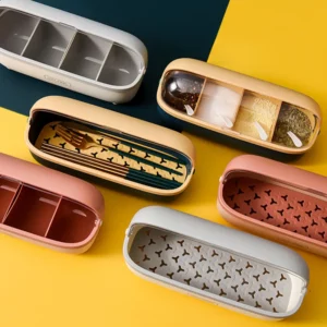 Nordic Spice Jar salt and Pepper Shakers Spice Container Set Oval Transparent Seasoning Box Spice Rack Kitchen Storage Tools - Image 2