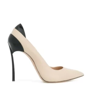 Fashion Patchwork Leather Blade Heels Pumps Woman Pointed Toe Mixed Colors Metal High Heels Slip On Wedding Dress Shoes - Image 4