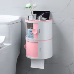 Bathroom Tissue Box Makeup Storage Hole-Free Creative Waterproof Paper Chart Drum Toilet Storage Rack Paper Towel Holder - Image 3