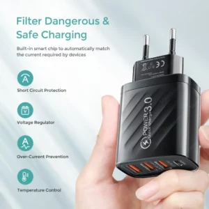 48W USB Charger 4Port Type C Quick Charge QC 3.0 For Samsung Xiaomi mi10 Huawei Charger adapter For Smartphones PD Fast Charging - Image 4