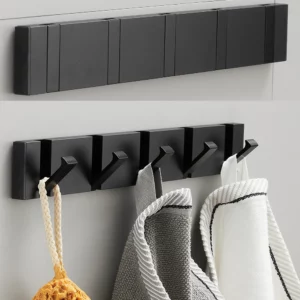 TAICUTE Folding Towel Hanger 2ways Installation Wall Hooks Coat Clothes Holder for Bathroom Kitchen Bedroom Hallway, Black Gold - Image 6