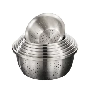 Stainless Steel Drain Basket Colander Round Rice Cleaning Sieve Fruit Vegetable Washing Basin Strainer Filter Kitchen Utensils - Image 6