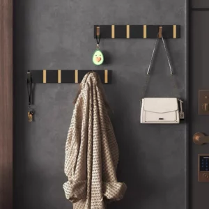TAICUTE Folding Towel Hanger 2ways Installation Wall Hooks Coat Clothes Holder for Bathroom Kitchen Bedroom Hallway, Black Gold - Image 4