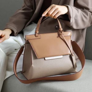 Luxury Handbag for Women Messenger Bags patchwork Designer Wide Strap Female Shoulder Bag Elegant Ladies big Totes bolsas khaki - Image 1
