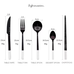 Nordic Dinnerware Dining Table Set Stainless Steel Cutlery Set Fork Spoon Knife Chopsticks Sets Stitching Color Kitchen Flatware - Image 6
