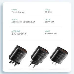 48W USB Charger 4Port Type C Quick Charge QC 3.0 For Samsung Xiaomi mi10 Huawei Charger adapter For Smartphones PD Fast Charging - Image 3