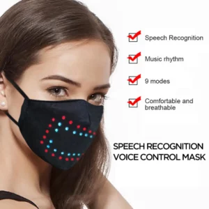 LED Voice Activated Face Mask USB Rechargeable Sound Active Light up Face Mask for Costume Christmas Halloween Party Masks - Image 6