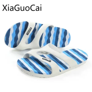 Summer Men Slippers Shoes Home Unisex Pleated Beach Slippers Word Non-slip Couple Indoor Slippers - Image 1