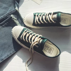CeLai Canvas Shoes men Summer Fashionable Lace-Up Walking Shoes Male Shallow Cozy Green Sneakers For Men Zapatilla Mujer A-011 - Image 2