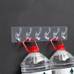 3/6 Hooks Transparent Holder Rack Bathroom Towel Sponge Storage Hanger Living Room Hat Clothes Seamless Hook Organiser - Image 5