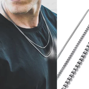 Mens Thin Box Chain Necklace,1/2/3MM Stainless Steel Chain Link Collars Gifts,Male Jewelry,18 to 24 Inch - Image 6