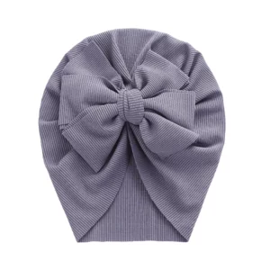 Solid Ribbed Bunny Knot Turban Hats for Baby Boys Girls Beanies Striped Thin Elastic Caps Bonnet Newborn Toddler 0-4T Headwraps - Image 5