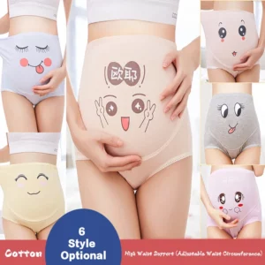 Cotton Pregnancy Panties Intimates Maternity Bandage Adjustable Belly Cartoon Solid Color Underwear Clothing For Pregnant Women - Image 5
