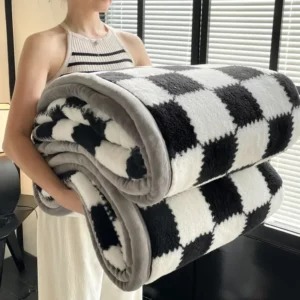 Winter Thick A Grade Plaid Coral Fleece Soft Warm Thick Bed Blankets Plush Sofa Blanket Bedding Sheet Home Office Supplies - Image 7