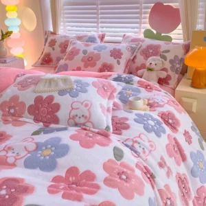 1pc Flower Printed Duvet Cover for Winter Warm Thick Quilt Cover funda nordica Soft Fleece Fluffy Comforter Cover 220x240cm 이불커버 - Image 5