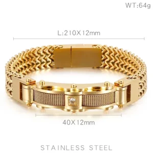 Fashionable and Trendy High-quality Stainless Steel Electroplated Gold Color Inlaid Zircon Men's Bracelet As A Gift To Friends - Image 5