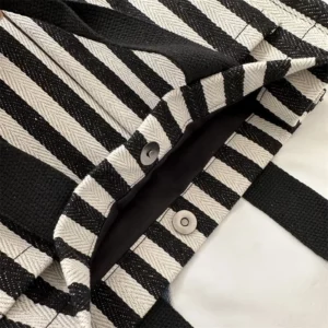 Cool Street Handbag, Large Capacity Women's Shoulder Bag, Trendy Striped Canvas Crossbody Bag, Fashion Travel Shopping Tote Bag - Image 3