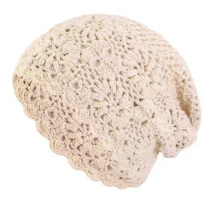 New Women Handmade Crochet Slouchy Beanie Knit Hat Elegant Flower Hollow Out Breathable Skull Cap Elastic Beanies Chemo Cap - Image 4