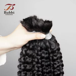 100% Human Hair Bulk for Braiding 1 Bundle Jerry Curly Natural Black Indian Remy Human Boho Braiding Hair Bulk Extensions Bobbi - Image 3