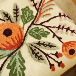 Embroidery Plant Floral Pattern American Countryside Style Floor Seat Cushions Breathable Beige Color Dining Chair Cover Cushion - Image 2