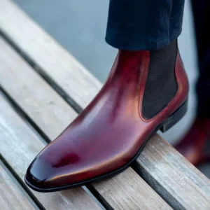 New Red Men Chelsea Boots Red Sole Square Toe Slip-On Business Men Short Boots Bottes Pour Hommes Ankle Boots - Image 4