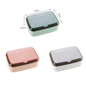 Double Layer Drain Dish Soap Box Portable Outdoor Travel Soap Case With Cover Shower Soap Holder Sponge Storage Plate - Image 4