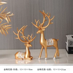 2pcs Elk Resin Statue Reindeer Sculpture Collectable Craft Deer Figurine Animal Figure for Party Desktop Housewarming Birthday - Image 6