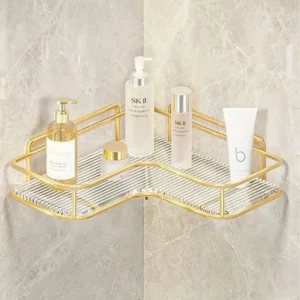 Gold Bathroom Shelfs Wall Mounted Triangular Storage Rack Acrylic Hand Washing and Washing Table Bathroom Toilet Corner Folding - Image 5