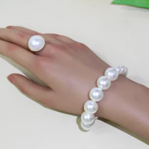 5 Women's Vintage Light Luxury French 5 Piece Imitation Pearl Jewelry Fashion Wedding Earring Bracelet Necklace Ring Set - Image 2