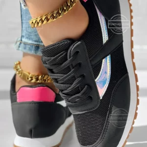 Women’s Sneakers Casual Flat Lace Up Outdoor Running Tennis Leather Shoes Fashion Printed Breathable Vulcanized Shoes - Image 4