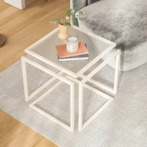Tea Table Living Room Household Tea Table Small Apartment Light Luxury Modern Glass And Iron Balcony Bedroom Seating Area New - Image 2