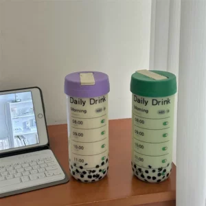 Glass Water Bottle With Time Marker Straw Infuser Cute 700ml Coffee Tea Juice Portable Girl School Drinking Bottle BPA Free Gift - Image 4