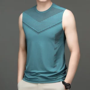 Summer New Round Neck Fashion Sleeveless Tank Man High Street Casual Loose Breathable Pullovers Printing Motion Quick Drying Top - Image 3