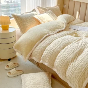 Winter Warm Velvet Bed Linen Bedding Set Plush Four-Piece Bed Sheets Set Comfort Sets Solid Couple Bed Quilt Cover Bedspread - Image 5