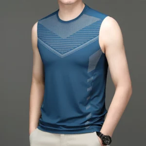 Summer New Round Neck Fashion Sleeveless Tank Man High Street Casual Loose Breathable Pullovers Printing Motion Quick Drying Top - Image 5