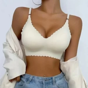 Hot Sale 6 Colors New Ice Silk Underwear Comfy Bra WireFree Padded Wavy Edge Invisible Yoga Wear Ladies Bra Seamless Women Bra - Image 4