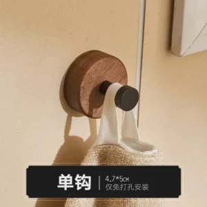 Self-adhesive New Simple Solid Wood Hook Walnut Hanging Hanger Bathroom Wall Hook Bedroom Coat Storage Rack Home Towel Key Decor - Image 5
