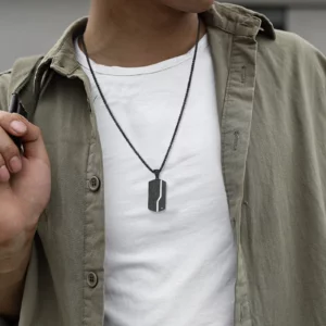 Necklace For Men Stainless Steel Zircon Inlay Geometric Pendant Black Necklace Metal No Fade Anti Rust Fashion Design Jewelry - Image 3