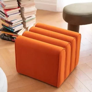 Shoe Change Stool for Living Room Fitting Room Bedroom Fashion Designer Sofa Foot Stool Frame Bed End Stool Flannel + Wood - Image 2