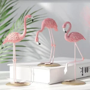 Creative Pink Resin Figurines Crafts Ins Flamingo Ornament Home Desk Cartoon Accessories Living Room Desktop Decorations - Image 4