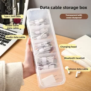 Transparent Data Cable Organizer Case Classification Dustproof Card Organizer with Lid Clutter Collection Box for Office Home - Image 3