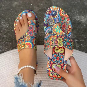 Women Slippers Bohemian Flower Pattern Sandals Casual Lightweight Shoes Flip Flops Fashion Big Size Slippers Home Slides Women - Image 1