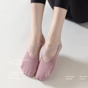 Yoga Socks Women Cotton Silicone Non-slip Pilates Grip Towel No-Show Barre Sock - Image 3