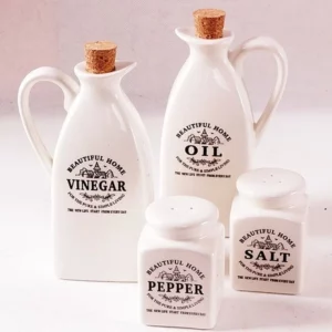 4pcs Ceramic Spice Jar With Wooden Cork Kitchen Condiment Bottle Seasoning Pot Pepper Vinegar Oil Salt Bottle Cooking Spice Tool - Image 3