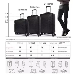 Genuine Leather Trolley Case 20 Inch Men's Business Boarding Suitcase Universal Wheel Luggage Bag 16 Inch Woven Pattern Leather - Image 6