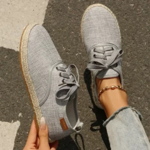 Breathable Linen Casual Flat Shoes Woman Espadrilles Loafers Ladies Comfy Houndstooth Print Canvas Zapatos Soft Driving Footwear - Image 5