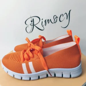 Mesh Knitted Striped Flats Shoes for Women 2024 Summer Lace Up Casual Sneakers Woman Breathable Soft Sole Loafers Plus Size 43 - Image 5