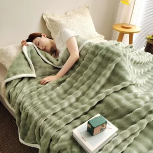 Solid Color Flannel Rabbit Fur Blanket Nap Cover Blanket Soft Sofa Blanket Coral Fleece Cover For Bedroom Manufacturer Wholesale - Image 3